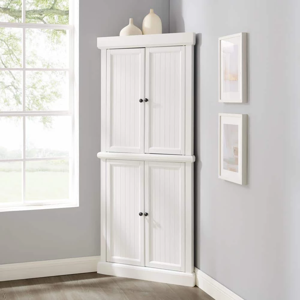 Shoreline White Corner Pantry by CROSLEY FURNITURE 4 Shoreline White Corner Pantry by CROSLEY FURNITURE - Image 2