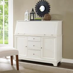 51 in. Rectangular White 9 Drawer Secretary Desk with Solid Wood Material by CROSLEY FURNITURE -Deals CROSLEY FURNITURE Store white crosley furniture secretary desks kf65001wh 31 1000