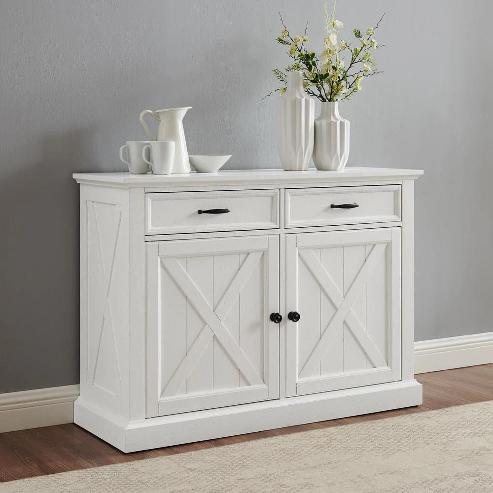Clifton Distressed White Sideboard by CROSLEY FURNITURE 4 Clifton Distressed White Sideboard by CROSLEY FURNITURE - Image 2