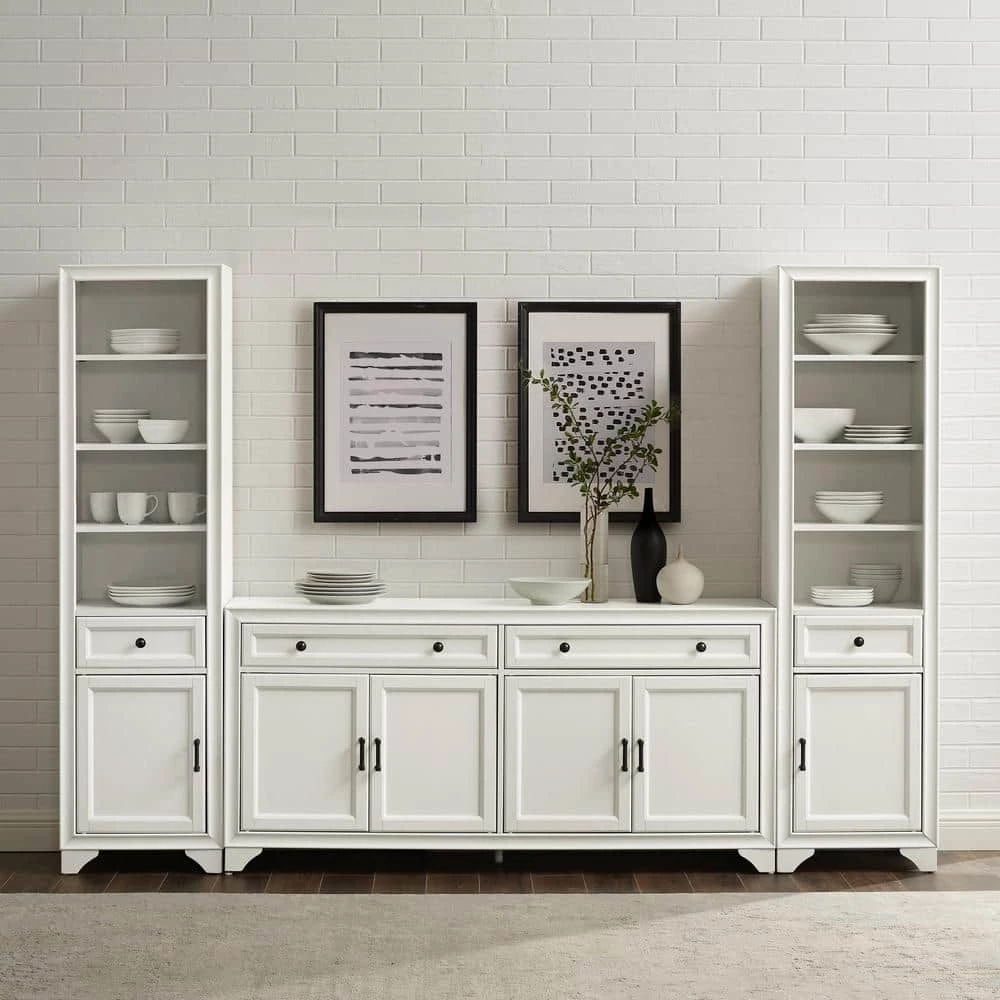 Tara White Sideboard with Bookshelves by CROSLEY FURNITURE 9 Tara White Sideboard with Bookshelves by CROSLEY FURNITURE - Image 7