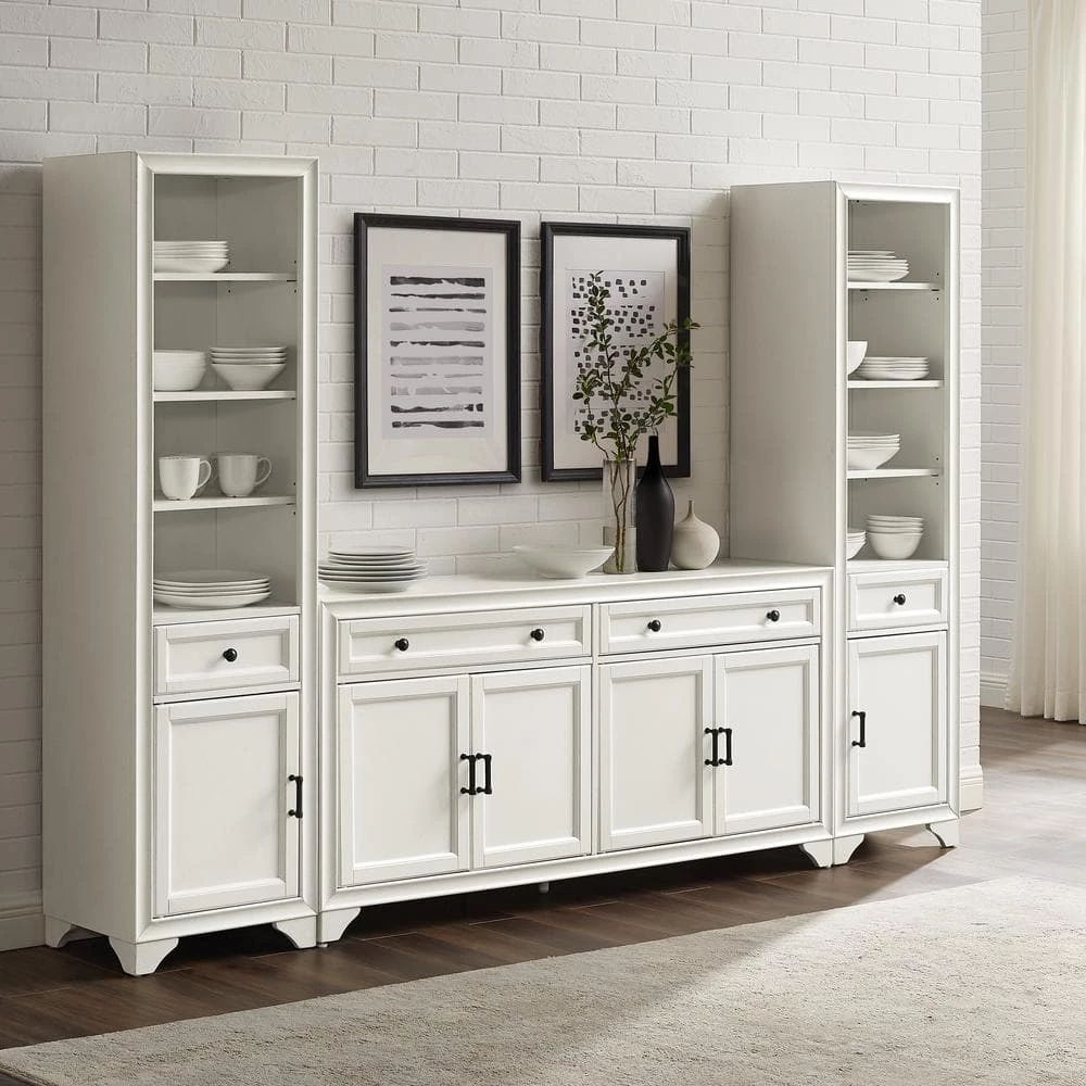 Tara White Sideboard with Bookshelves by CROSLEY FURNITURE 4 Tara White Sideboard with Bookshelves by CROSLEY FURNITURE - Image 2