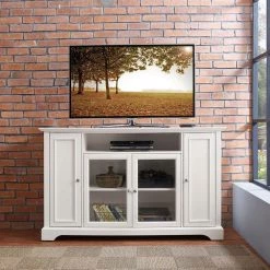 Campbell 60 in. White Wood TV Stand Fits TVs Up to 60 in. with Storage Doors by CROSLEY FURNITURE -Deals CROSLEY FURNITURE Store white crosley furniture tv stands cf101060 wh 31 1000