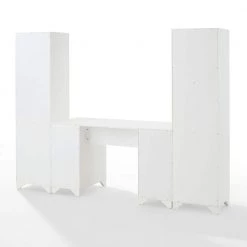 Tara 88.13 in. Rectangular White Writing Desk with 2-Piece Bookshelves by CROSLEY FURNITURE -Deals CROSLEY FURNITURE Store white crosley furniture writing desks kf33011wh 4f 1000