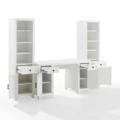 Tara 88.13 in. Rectangular White Writing Desk with 2-Piece Bookshelves by CROSLEY FURNITURE -Deals CROSLEY FURNITURE Store white crosley furniture writing desks kf33011wh 77 1000