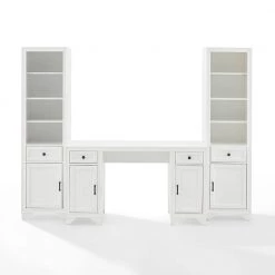 Tara 88.13 in. Rectangular White Writing Desk with 2-Piece Bookshelves by CROSLEY FURNITURE -Deals CROSLEY FURNITURE Store white crosley furniture writing desks kf33011wh c3 1000