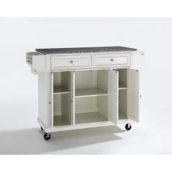 Full Size White Kitchen Cart with Granite Top by CROSLEY FURNITURE -Deals CROSLEY FURNITURE Store white with granite top crosley furniture kitchen carts kf30003ewh 44 1000