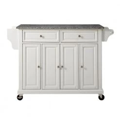Full Size White Kitchen Cart with Granite Top by CROSLEY FURNITURE
