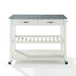 White Kitchen Cart With Granite Top by CROSLEY FURNITURE