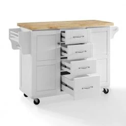 Elliott White Kitchen Cart with Natural Wood Top by CROSLEY FURNITURE -Deals CROSLEY FURNITURE Store white with natural wood top crosley furniture kitchen carts cf3018wh na 1f 1000
