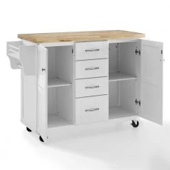Elliott White Kitchen Cart with Natural Wood Top by CROSLEY FURNITURE -Deals CROSLEY FURNITURE Store white with natural wood top crosley furniture kitchen carts cf3018wh na fa 1000