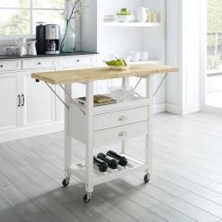 Bristol White Kitchen Cart with Drop Leaf by CROSLEY FURNITURE -Deals CROSLEY FURNITURE Store white with natural wood top crosley furniture kitchen carts cf3023 wh 1f 1000