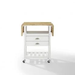Bristol White Kitchen Cart with Drop Leaf by CROSLEY FURNITURE -Deals CROSLEY FURNITURE Store white with natural wood top crosley furniture kitchen carts cf3023 wh 44 1000
