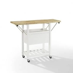Bristol White Kitchen Cart with Drop Leaf by CROSLEY FURNITURE -Deals CROSLEY FURNITURE Store white with natural wood top crosley furniture kitchen carts cf3023 wh 4f 1000