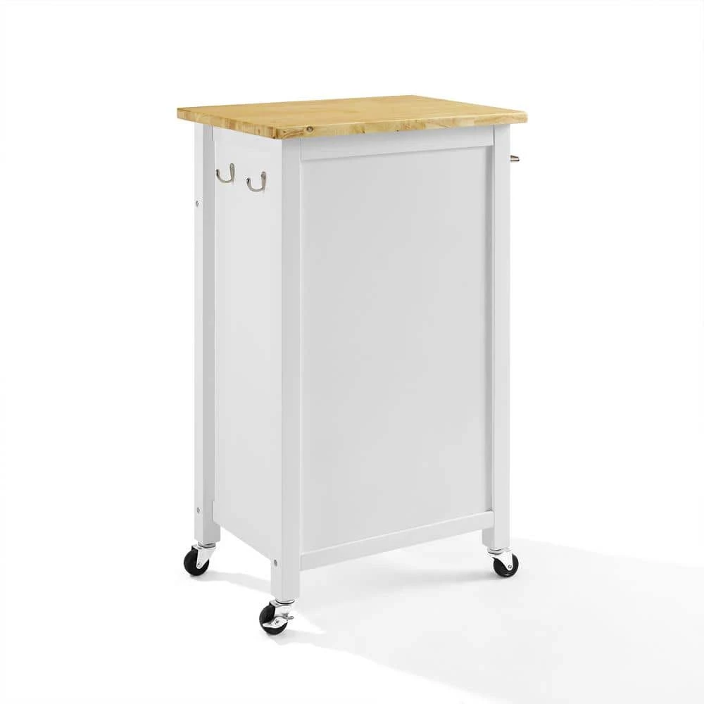 Savannah White with Wood Top Compact Kitchen Island by CROSLEY FURNITURE 6 Savannah White with Wood Top Compact Kitchen Island by CROSLEY FURNITURE - Image 4