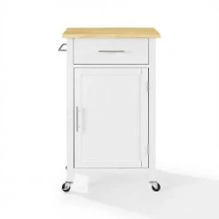 Savannah White with Wood Top Compact Kitchen Island by CROSLEY FURNITURE
