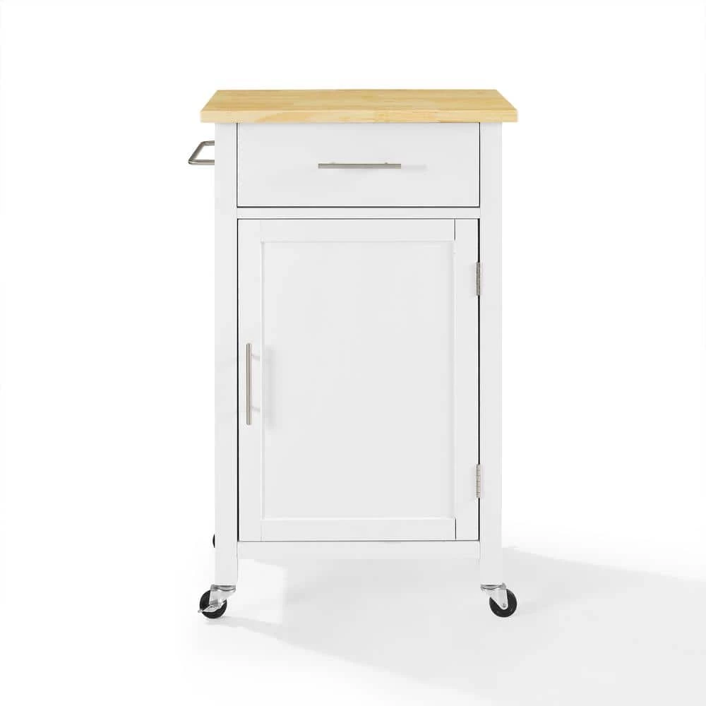 Savannah White with Wood Top Compact Kitchen Island by CROSLEY FURNITURE 3 Savannah White with Wood Top Compact Kitchen Island by CROSLEY FURNITURE