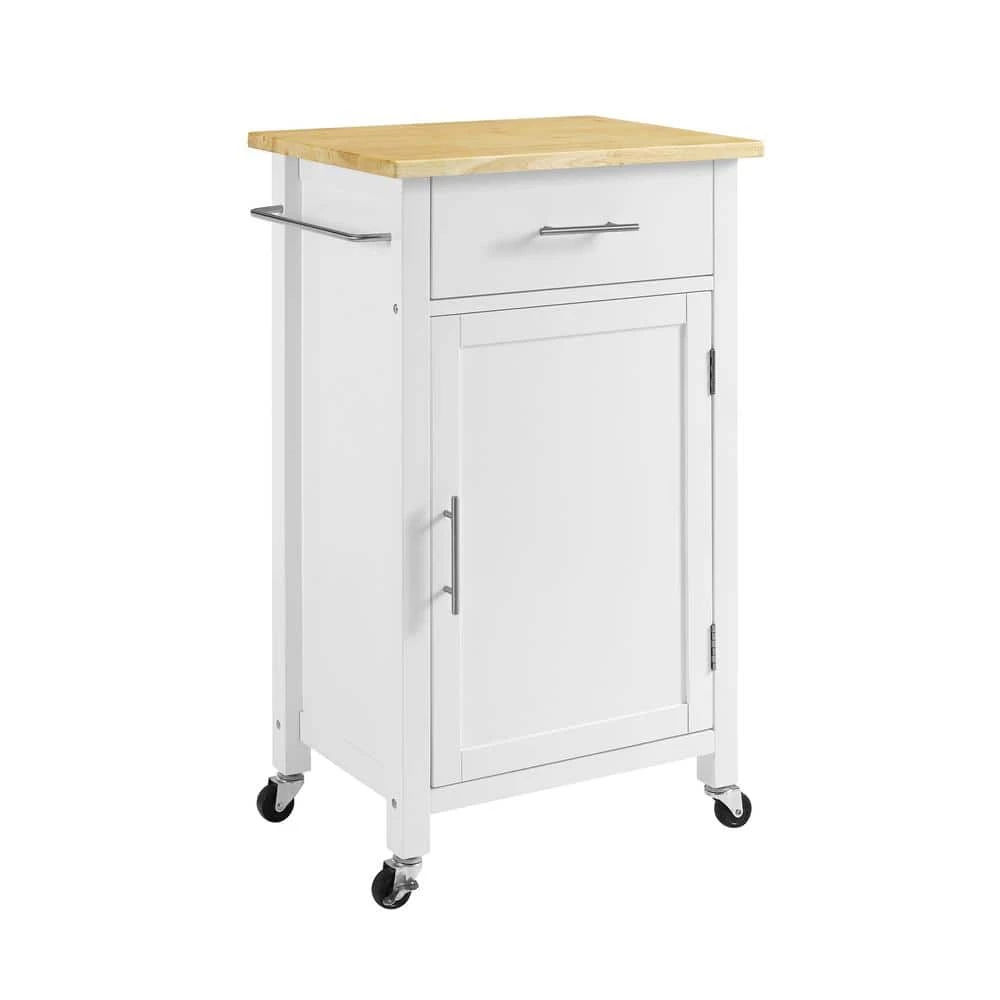 Savannah White with Wood Top Compact Kitchen Island by CROSLEY FURNITURE 4 Savannah White with Wood Top Compact Kitchen Island by CROSLEY FURNITURE - Image 2