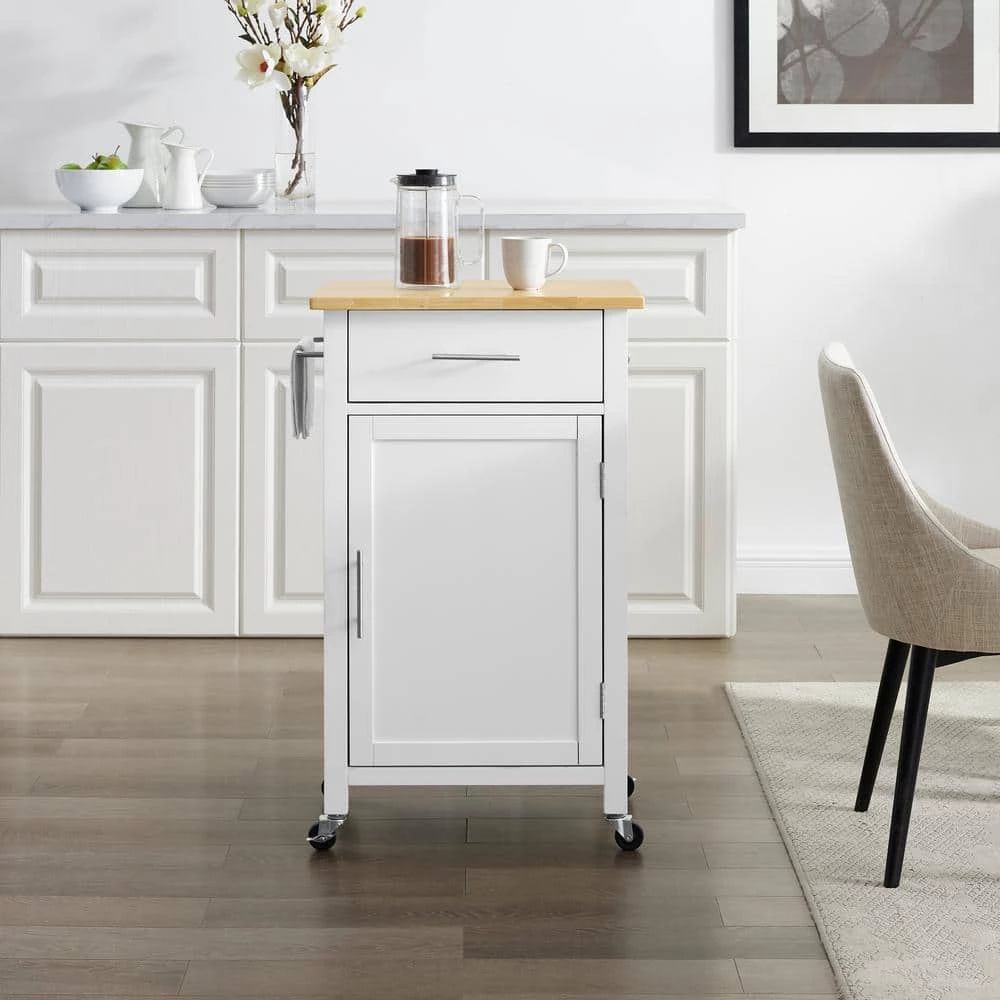 Savannah White with Wood Top Compact Kitchen Island by CROSLEY FURNITURE 8 Savannah White with Wood Top Compact Kitchen Island by CROSLEY FURNITURE - Image 6