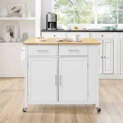 Savannah White with Wood Top Drop-Leaf Kitchen Island by CROSLEY FURNITURE -Deals CROSLEY FURNITURE Store white with natural wood top crosley furniture kitchen carts cf3031na wh 31 1000