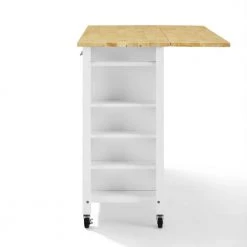 Savannah White with Wood Top Drop-Leaf Kitchen Island by CROSLEY FURNITURE -Deals CROSLEY FURNITURE Store white with natural wood top crosley furniture kitchen carts cf3031na wh 44 1000