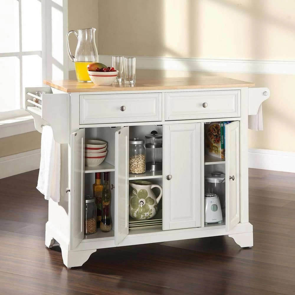 Lafayette White Kitchen Island with Wood Top by CROSLEY FURNITURE 6 Lafayette White Kitchen Island with Wood Top by CROSLEY FURNITURE - Image 4