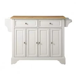 Lafayette White Kitchen Island with Wood Top by CROSLEY FURNITURE