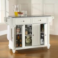 Cambridge White Kitchen Island with Granite Top by CROSLEY FURNITURE 9 Cambridge White Kitchen Island with Granite Top by CROSLEY FURNITURE -Deals CROSLEY FURNITURE Store white with salt and pepper granite top crosley furniture kitchen islands kf30003dwh 31 1000