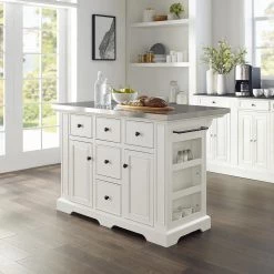 Julia White Kitchen Island with Towel Rack by CROSLEY FURNITURE 24 Julia White Kitchen Island with Towel Rack by CROSLEY FURNITURE -Deals CROSLEY FURNITURE Store white with stainless top crosley furniture kitchen islands kf30025awh 1f 1000