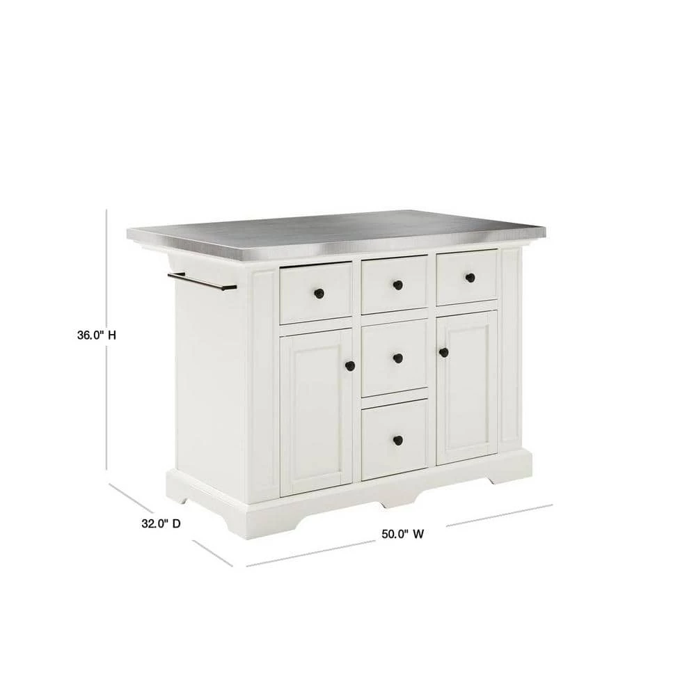 Julia White Kitchen Island with Towel Rack by CROSLEY FURNITURE 5 Julia White Kitchen Island with Towel Rack by CROSLEY FURNITURE - Image 3