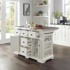 Julia White Kitchen Island with Towel Rack by CROSLEY FURNITURE 25 Julia White Kitchen Island with Towel Rack by CROSLEY FURNITURE -Deals CROSLEY FURNITURE Store white with stainless top crosley furniture kitchen islands kf30025awh 44 1000