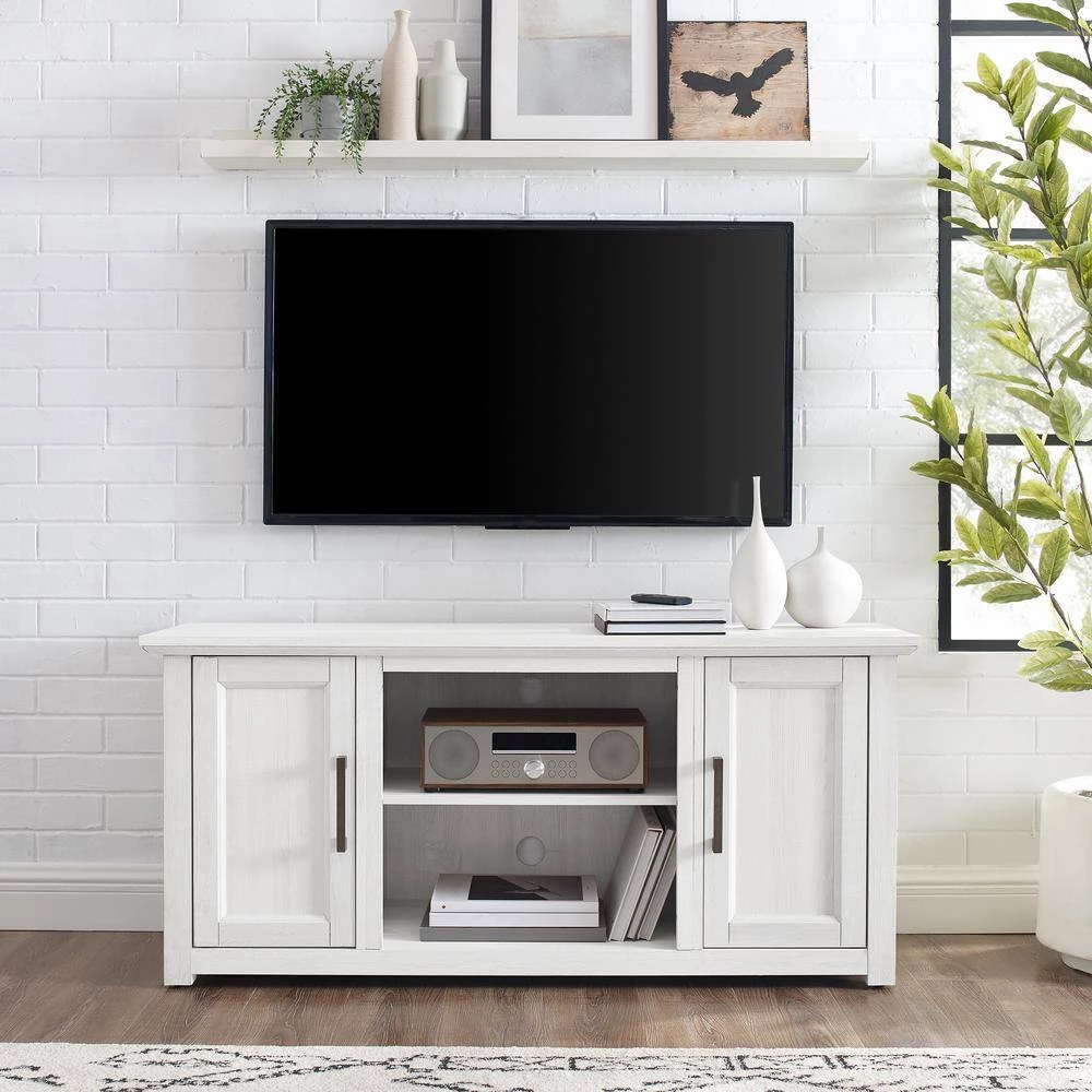 Camden 48 in. Whitewash Low Profile TV Stand Fits 50 in. TV with Cable Management by CROSLEY FURNITURE 8 Camden 48 in. Whitewash Low Profile TV Stand Fits 50 in. TV with Cable Management by CROSLEY FURNITURE - Image 6