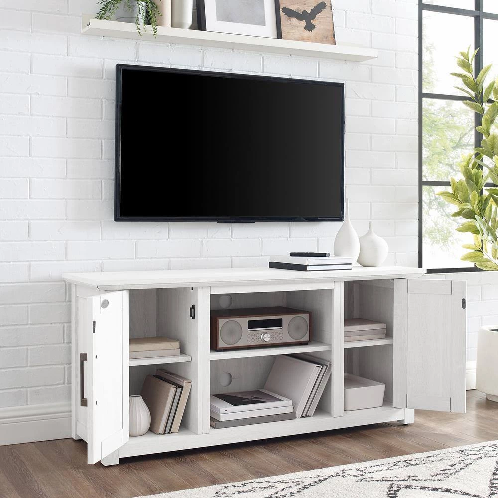 Camden 48 in. Whitewash Low Profile TV Stand Fits 50 in. TV with Cable Management by CROSLEY FURNITURE 5 Camden 48 in. Whitewash Low Profile TV Stand Fits 50 in. TV with Cable Management by CROSLEY FURNITURE - Image 3