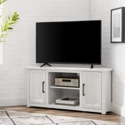 Camden Whitewash 48 in. Corner TV Stand Fits 50 in. TV with Cable Management by CROSLEY FURNITURE -Deals CROSLEY FURNITURE Store whitewash crosley furniture tv stands cf101248 ww 40 1000